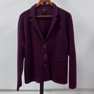 Talbots Merino Wool Sweater Blazer Wine Burgundy Maroon Size XLP